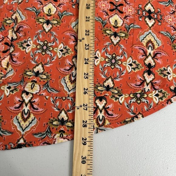 Style Co Sleeveless Top Size XL Floral Orange Button Front Scoop Neck Boho Hi Lo - Picture 5 of 7